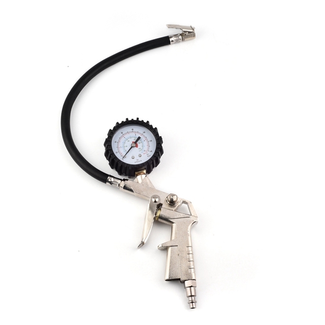 Dial Tyre Inflator Gauge With Chuck and Hose for Cars