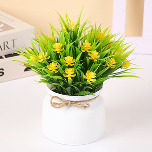 Plante artificielle en pot, Bonsaï, Herbe de printemps profonde, Petites fleurs de lotus simulées, Plante en pot pour la décoration intérieure - Product Image 5