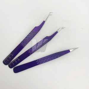 Pinzas de extensión de pestañas de acero sostenible japonés púrpura oscuro Agarre de diamante Logotipo personalizado Punta de fibra de material de acero inoxidable - Product Image 6