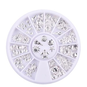 Décorations 3D pour ongles sur le thème de l'océan, étoiles de mer, coquillages, tortues, flocons dorés et argentés, décorations pour manucure - Product Image 2
