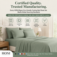 Ensemble de literie HONI Premium Classic Style en tissu polyester, 4 pièces, 100 fils, pour lit double, avec drap plat, pour usage domestique