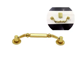 Handle for Wine box and drawer Low price zinc alloy gold chrome handle for wooden cosmetic jewelry box metal accessories