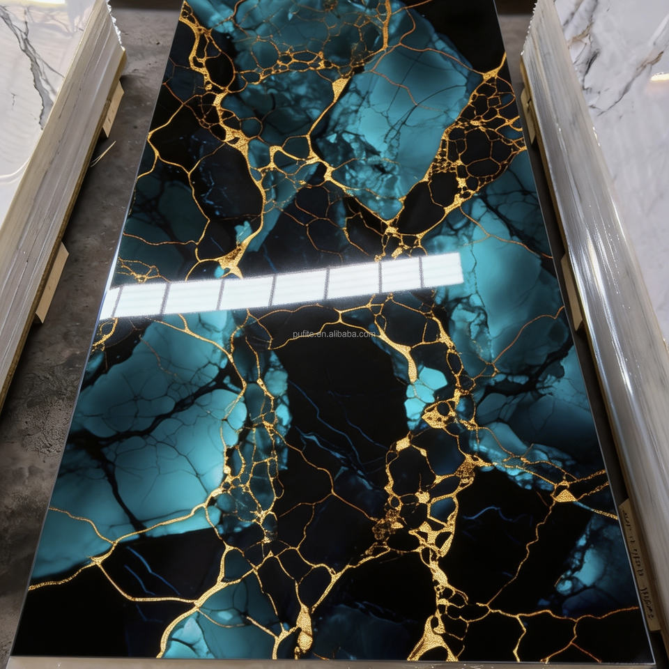 PVC UV Marble Wall Panel High Gloss Waterproof Fireproof Modern ...