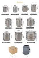 Mug en titane pur minimaliste écologique avec logo personnalisé, avec couvercle, poignée pliable, léger, portable, bouteille d'eau de camping