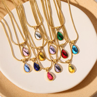 Gota de agua Birthstone Pvd 18K chapado en oro de acero inoxidable para colgante joyería de moda collares para mujeres