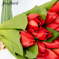 Fabricant de fleurs artificielles, fourniture directe d'usine, bouquet de tulipes en soie, 21 têtes, vente en gros, bouquet floral artificiel pour mariage, décoration