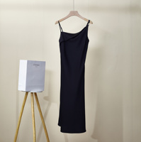 Robe de soirée sexy en satin de soie respirante, dos nu, longueur genoux, pour femmes, taille unique, silhouette droite