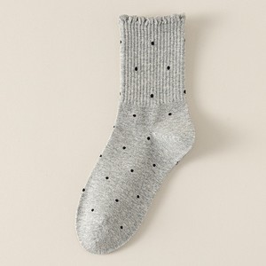 Women's Mid Calf <b>Socks</b> Grey White Bow Lace Breathable Autumn Winter Style - Product Image 5