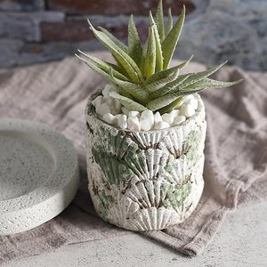 Maceta de Cemento con Relieve Vintage al por Mayor, Maceta de <span class=keywords><strong>Hormigón</strong></span> con Textura 3D Personalizada para Suculentas con Bandeja - Product Image 6