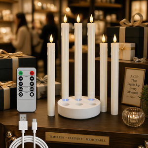 <span class=keywords><strong>Bougie</strong></span> <span class=keywords><strong>LED</strong></span> <span class=keywords><strong>rechargeable</strong></span> sans flamme en cire véritable personnalisable avec télécommande, effet de flamme vacillante 3D pour les boutiques de cadeaux de Noël - Product Image 1