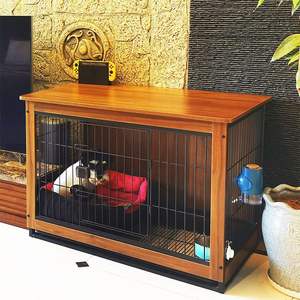 Table d'intérieur de style chenil cage de luxe en bois pour chats et chiens meubles de cage - Product Image 4