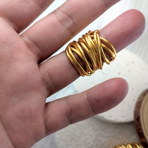 French <strong>Paris</strong> Heavy Weave Line Copper Electroplated Luxury Palace Style Retro Baroque Vintage Unisex Geometric Shape <strong>Ring</strong> <strong>Light</strong> - Product Image 6