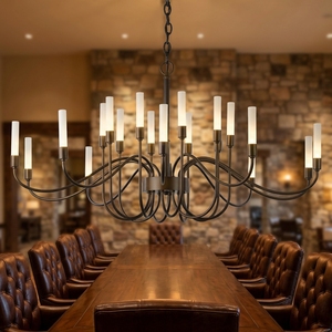 <span class=keywords><strong>Lustre</strong></span> élégant en bronze à 20 bras avec abat-jour en verre givré pour grandes salles à manger, salles de bal, halls d'hôtel - Product Image 3