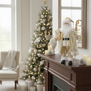 Producto en Oferta, Moderna Figura Decorativa <span class=keywords><strong>de</strong></span> Papá Noel <span class=keywords><strong>de</strong></span> Mesa, Dorada, Grande, para Decoración Navideña - Product Image 2