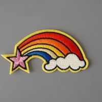 Patch brodé Étoile filante Nuage arc-en-ciel rose, Applique colorée LGBTQ mignonne Ciel pour veste, chapeau, sac à dos, vêtements Pride pour enfants