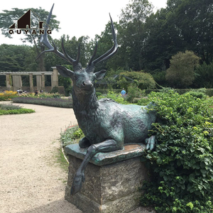 Trang Trí Sân Vườn Cuộc Sống Kích Thước Lớn Ngoài Trời Cổ Kim Loại Động Vật Nai Điêu Khắc Bằng Đồng Nai Hươu Tượng - Product Image 3