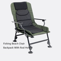 Chaise de pêche pliante portable en métal pour jardin et extérieur, avec porte-canne, respirante, pour la pêche et la plage, avec fonction sac à dos