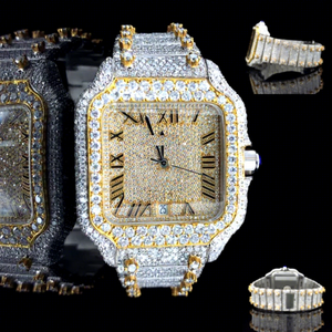 Luxury Unisex Stainless Steel Square Case <b>Mechanical</b> <b>Watch</b> 10 Bar Water Resistant Bracelet Clasp with Moissanite Glass Dial - Product Image 1