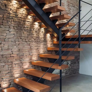 Escalera Flotante Prima Loft de Líneas Sencillas, Escalera sin Estructura Depresiva <span class=keywords><strong>con</strong></span> Peldaños de <span class=keywords><strong>Madera</strong></span> Sólida para Apartamentos <span class=keywords><strong>con</strong></span> Techos Altos - Product Image 1