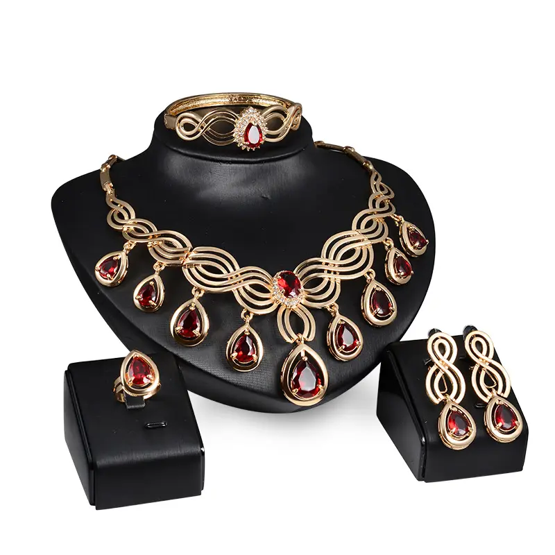 2020 Fashion Women Jewelry Set Saudi 18K Gold Plated Wholesales Cheap Bridal African Jewelry Set