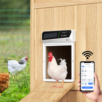 Porte de poulailler automatique à enroulement avec capteur infrarouge anti-pincement, rechargeable par énergie solaire et contrôlable par application