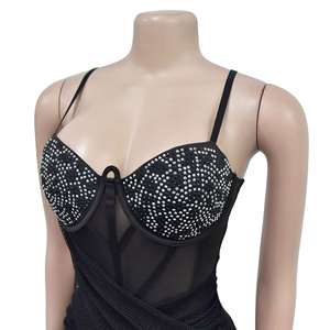 Robe longue de soirée de luxe sexy pour femme, de marque célèbre, avec broderie, plumes et bretelles, style bandage - Product Image 6