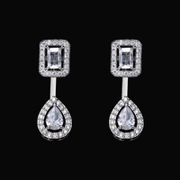 Parure de bijoux en zircon plaqué argent avec pendentif à pampilles, collier, boucles d'oreilles, bague et bracelet