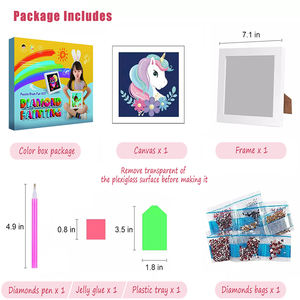 Kit de peinture de <span class=keywords><strong>diamant</strong></span> pour enfants, bricolage 5D, cristal, <span class=keywords><strong>licorne</strong></span>, dessin animé, avec cadre, décoration de maison - Product Image 5