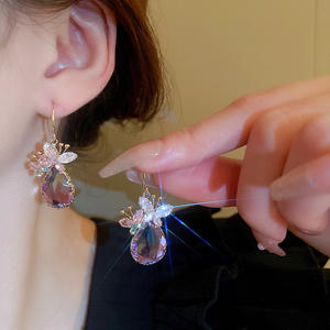 Pendientes de joyería de estilo francés Zircon mariposa gradiente cristal gota de agua pendientes al por mayor - Product Image 5