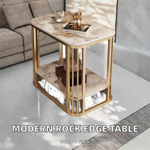 Mesa de Centro Moderna de Hierro con Borde de Roca, Plegable, Duradera, Pequeña, para Balcón, Sala de Estar, Hogar, Diseño Simple Suspendido - Product Image 2