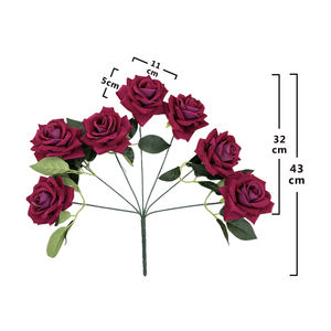 Rose artificielle en velours de haute qualité, grande rose à 7 têtes, vente en gros, pour la décoration de la maison - Product Image 6