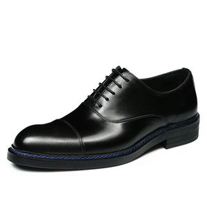 Chaussures Oxford en cuir à bout pointu pour hommes - Tige en cuir véritable trois pièces 2026, style professionnel formel, construction Norwegian Welt - Product Image 1
