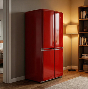 516L Retro Red Four-Door French Door Built-in <b>Refrigerator</b> With Air Cooling Frost-Free for Household and Hotel Use Four-Door Des - Product Image 5