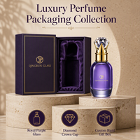Flacon de parfum en verre royal de luxe 100 ml avec boîte, fond épais, logo personnalisé, flacon de parfum rond vide avec bouchon de luxe