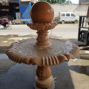 D & Z Décoration extérieure Coucher de soleil Statue en marbre rouge Boule flottante en marbre Fontaine d'eau - Product Image 6