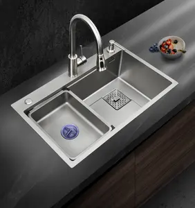 Professional Manufacturer Handmade Gun Gray Nano Big Single Bowl Kitchen Rainfall Waterfall Sink Set With The Best Quality