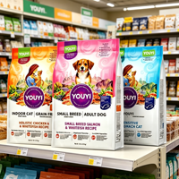 Sac d'emballage personnalisé imprimé anti-odeur pour aliments secs et humides pour chiens et chats, refermable avec fermeture éclair, fond plat, 1kg 3kg 5kg