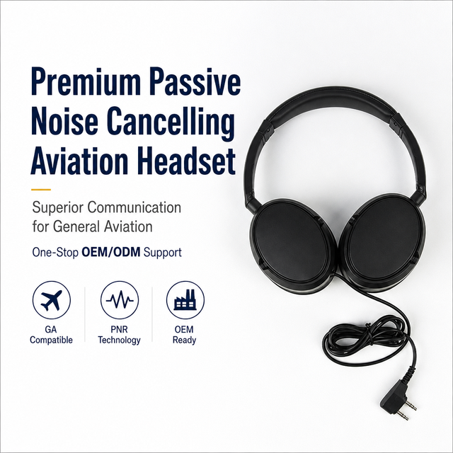 Professional Aviation Headset Environmental Passive Noise Cancelling Wired Over-Ear Pilot Headphones with Dual Plugs for Flight