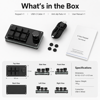Teclado USB con Cable SIKAI, Controlador de 6 Teclas y 1 Perilla Grande, Retroiluminación RGB, Panel de Teclas Personalizables para Volumen, Streaming, Edición y Oficina