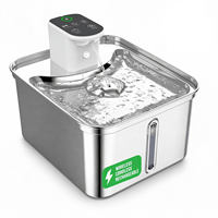 Fontaine à eau pour animaux de compagnie 3,5 L entièrement en acier inoxydable, autonettoyante, avec batterie amovible et poignée de transport, abreuvoir intelligent sans fil pour chats et chiens
