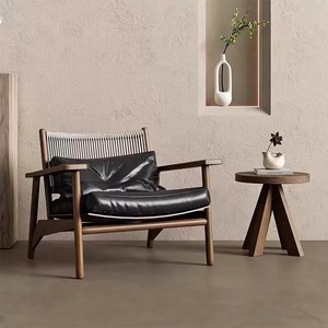 Fauteuil individuel d'extérieur en corde tressée Wabi Sabi personnalisé, chaise longue de patio en bois massif imperméable et anticorrosion - Product Image 5