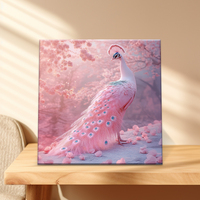 Haute Qualité Vente Chaude Belle Culture Classique Ornement Paon Variété Impression Toile Carré Sans Cadre Résine Art Peinture