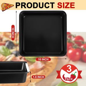 3 pezzi piatti per <span class=keywords><strong>Pizza</strong></span> profondi rettangolari antiaderenti piatti Pre-stagionati utensili da cucina <span class=keywords><strong>in</strong></span> stile Detroit - Product Image 2