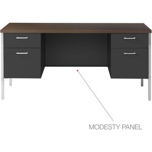 Alera ALESD6024BM Credenza de acero con doble pedestal, 60w x 24d x 29-1/2h, escritorios de oficina en nogal/negro - Product Image 2