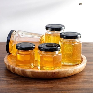 Frascos de Vidro Hexagonais Personalizados para Mel com Tampa de Metal para Armazenamento de Alimentos na Cozinha - Product Image 2