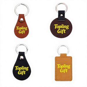 Custom Logo Solid Color <b>Leather</b> Keychain & Scissor Case with Embossed Heat Press Design Multi-color Optional PU <b>Leather</b> Keyring - Product Image 4