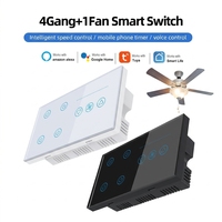 Interruptores de Luz de Panel de Vidrio con Control Remoto WiFi Tuya Smart Life, Dispositivos de Automatización del Hogar Inteligente, Interruptor Táctil Inteligente para Ventilador de Techo