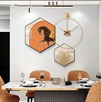 Peinture décorative de salle à manger combinaison hexagonale peinture suspendue cuisine table à manger peinture avec horloge murale de haute qualité