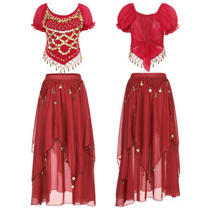 Femmes Filles Danse du ventre Crop Top Jupe Costumes Festival Club Cosplay <span class=keywords><strong>Bollywood</strong></span> Outfit - Product Image 2