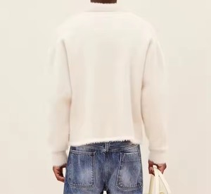 Maglione Invernale da Uomo in Mohair Spazzolato <span class=keywords><strong>Jacquard</strong></span> Personalizzato, Pullover <span class=keywords><strong>POLO</strong></span> a Maniche Lunghe, Taglia Grande, in Finta Pelliccia Bianca - Product Image 3